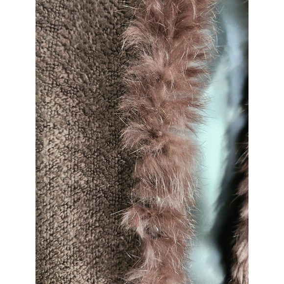 Angora Soft Chocolate Brown Rabbit‎ Fur Trim Scarf One Size 67x10 - Picture 2 of 3